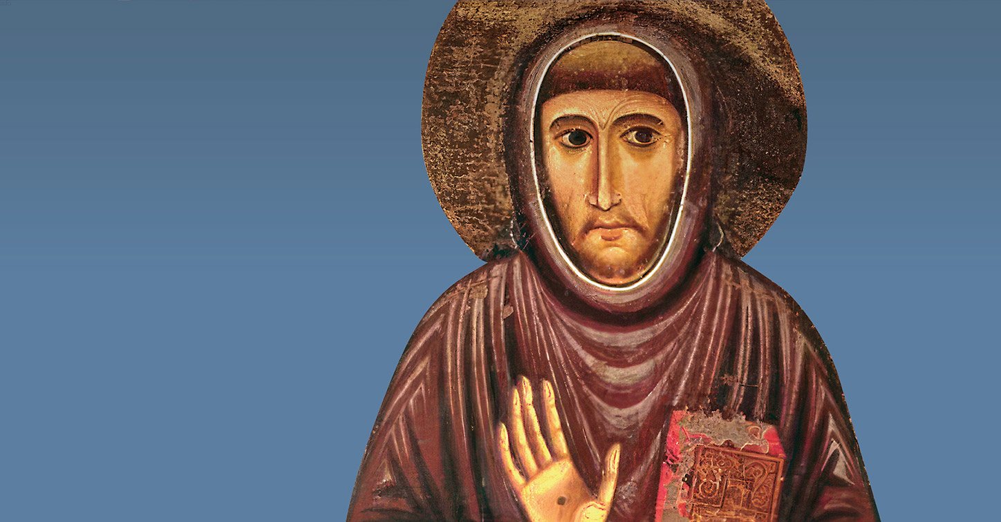 Immagine di San Francesco, dettaglio di una tavola medievale in mostra ad Arezzo